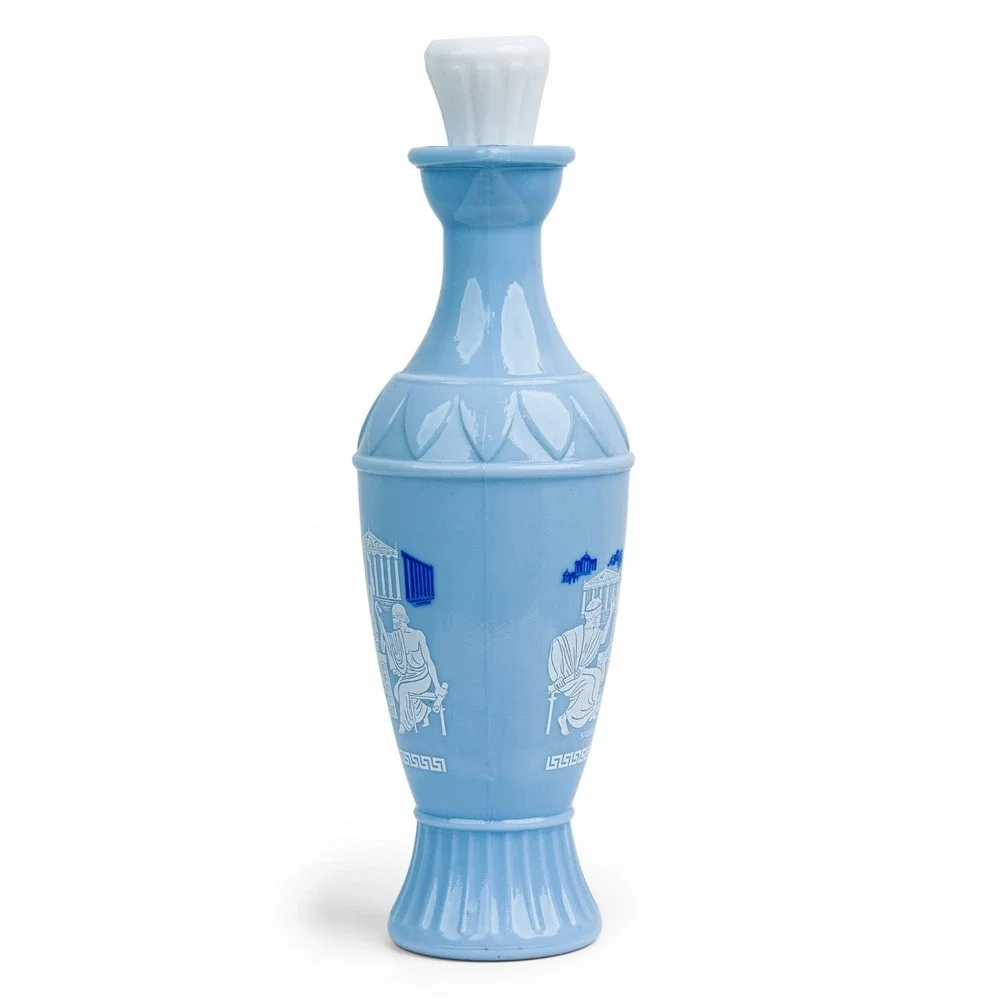 1961 Jim Beam Greek Philosophers Blue Milk Glass Decanter Socrates Plato D334